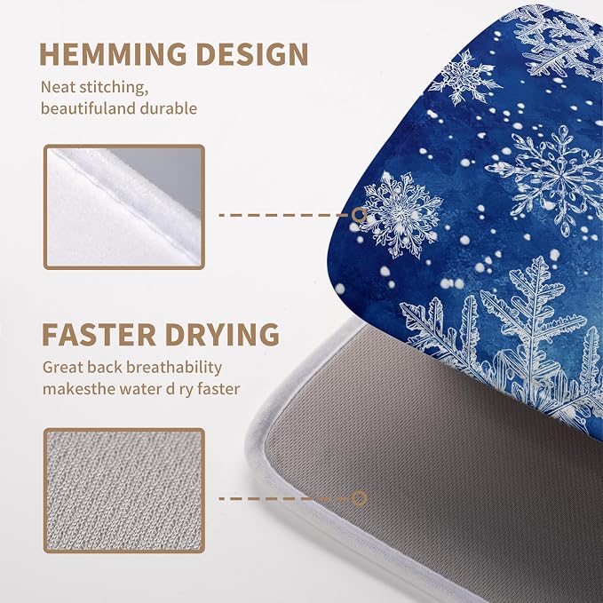 Winter Blue Snowflake Dish Drying Mat - Image 4
