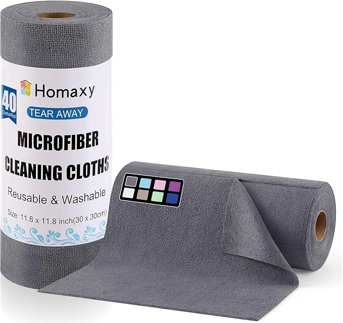 Homaxy Tear Away Dish Cloths Rolls, 40 Sheets-11.8" X 11.8", Reusable Washable by Homaxy