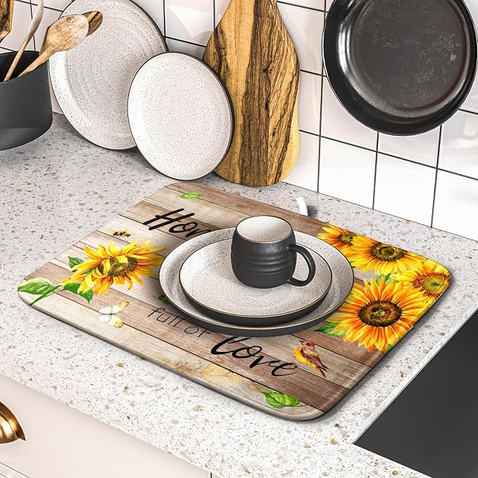Sunflower Floral Dish Drying Mat - Image 5