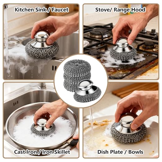 Steel Wool Scrubber, Stubborn Messes on Cookware, Oven & Kitchen Sinks - Image 4