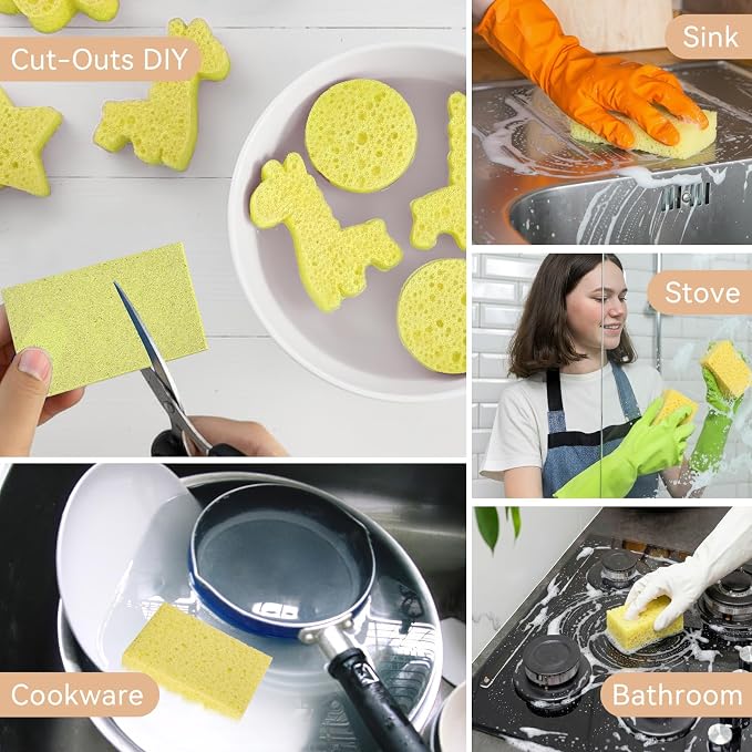 6 Pcs Kitchen Sponges for Dishes Cleaning, Non Scratch for Non Stick Cookware - Image 7