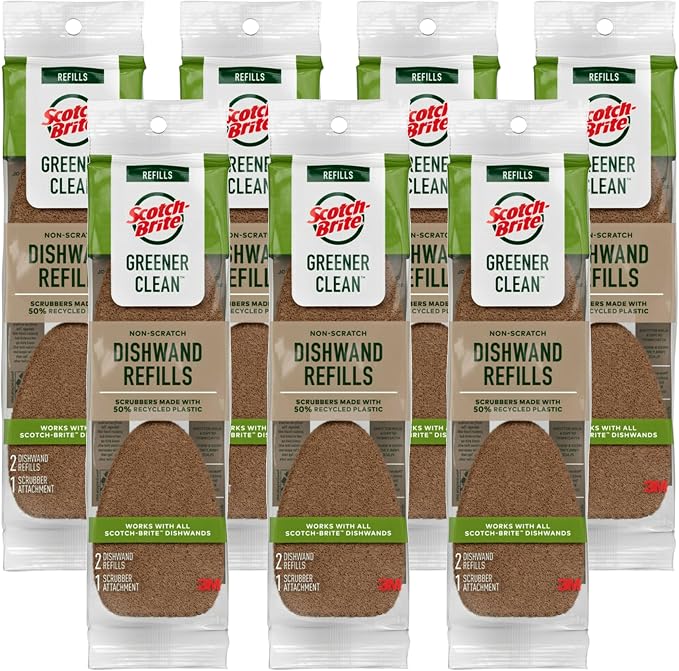 Scotch-Brite Greener Clean Non-Scratch Dishwand Refill, 14 Dish Wand Sponge by Scotch-Brite