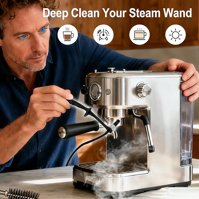 Coffee Machine Steam Brush, 36 Inch Silicone Hose Espresso Steam Wand Cleaning - Image 3