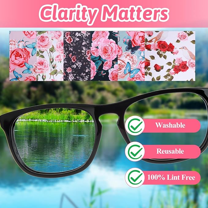 6 Pcs Thickened Glasses Cleaning Cloth Elegant Flower Design Microfiber - Image 3