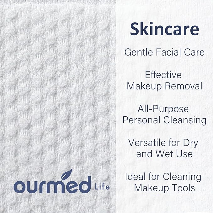 Ourmed Life Face Towels, Thicker Disposable Biodegradable Clean Face Wipes - Image 2
