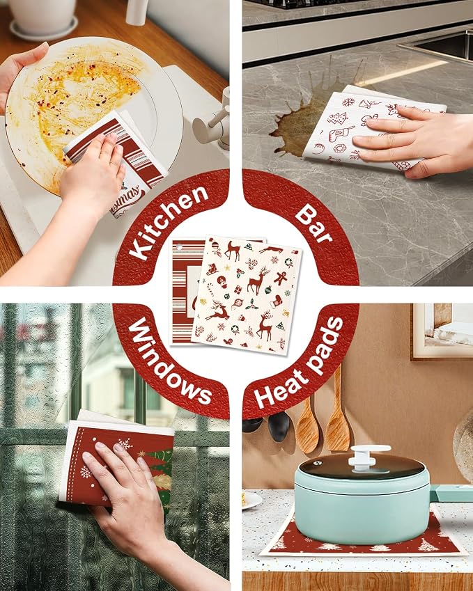 6 Pack Christmas Swedish Dishcloths - Image 6