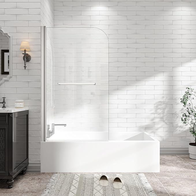 31"-32" W x 55" H Brushed Nickel Flexible 180° Pivot Shower Door Reversible by VRAXO