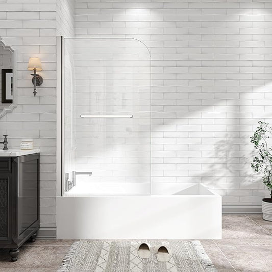 31"-32" W x 55" H Brushed Nickel Flexible 180° Pivot Shower Door Reversible by VRAXO