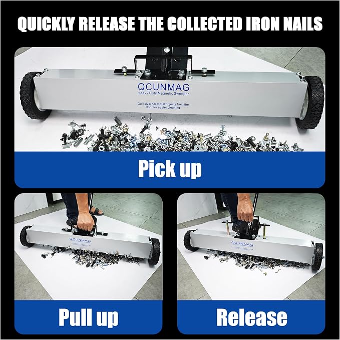 Rolling Magnetic Sweeper with Wheels, 30-Inch 45 Pound Capacity, Adjustable - Image 3