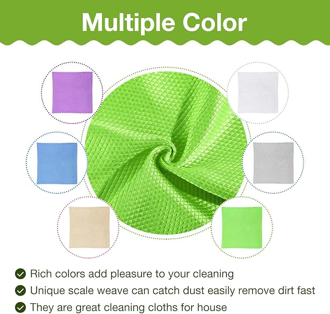 9 Pieces Fish Scale Cloth Microfiber Cleaning Nanoscale Glass Cleaning Cloth - Image 4