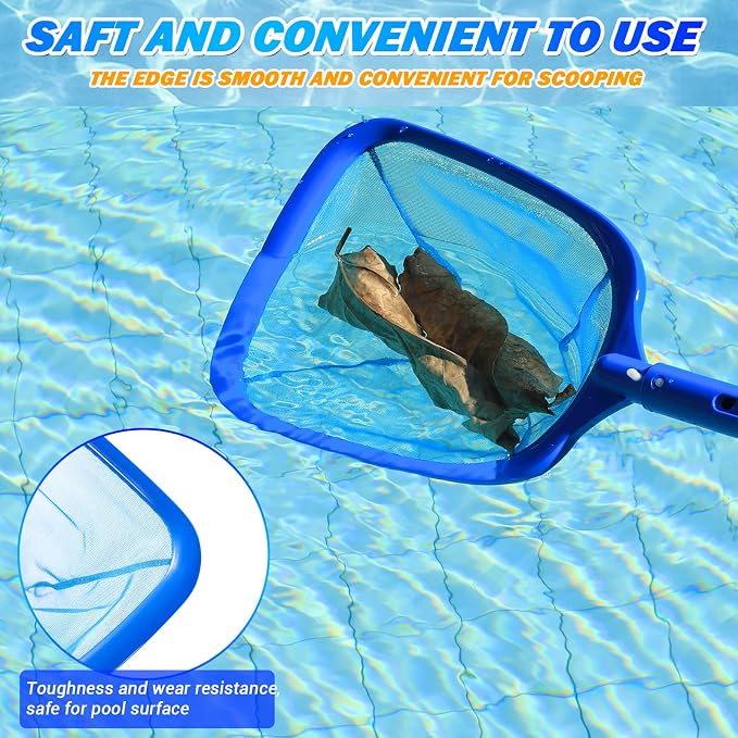 Pool Skimmer - Pool Net with 3 Section Pole, 48 inch Pool Skimmer Net with Pole - Image 7