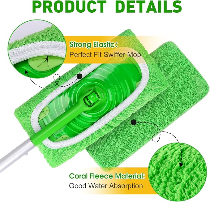 12Pcs Reusable Microfiber Mop Pads Compatible - Image 3