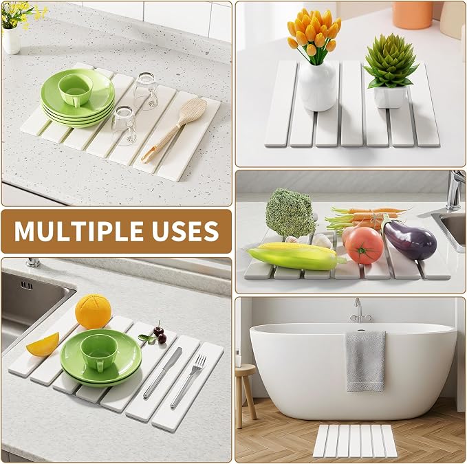 Large Stone Dish Drying Mats for Kitchen Counter, 15.5''x11.8'' Foldable Quick - Image 7
