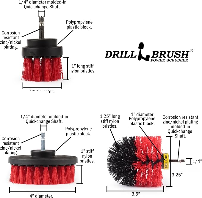 Drillbrush Heavy Duty Stiff Bristle Brush Kit – Power Scrubber Attachment - Image 8