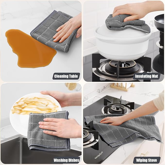 Homaxy Microfiber Kitchen Towels and Dishcloths Set, 16 Pack Soft and Absorbent - Image 5