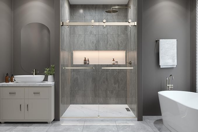Twinglide VITRA-200 Frameless Shower Door 56.5-59" Width x 78" Height - Image 6