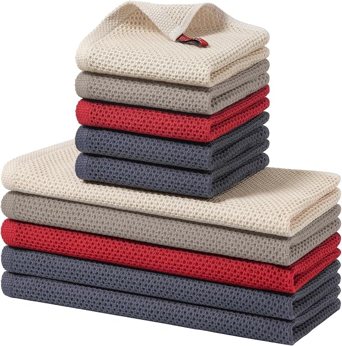 Homaxy 100% Cotton Kitchen Towels and Dishcloths Set, 12 x 12 Inches and 13 x by Homaxy