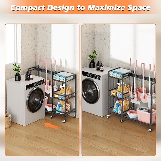 Broom and Mop Holder, Broom Closet Storage Cabinet - Image 5