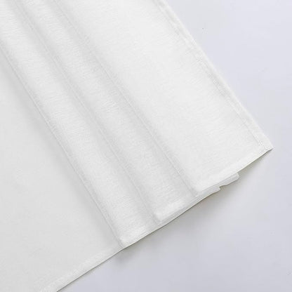 DONREN White Sheer Window Scarf Valance - Luxury Soft Semi Sheer Scarf for Window Wedding Arch Curtains (1 Panel, 34 x 216 Inch Length)
