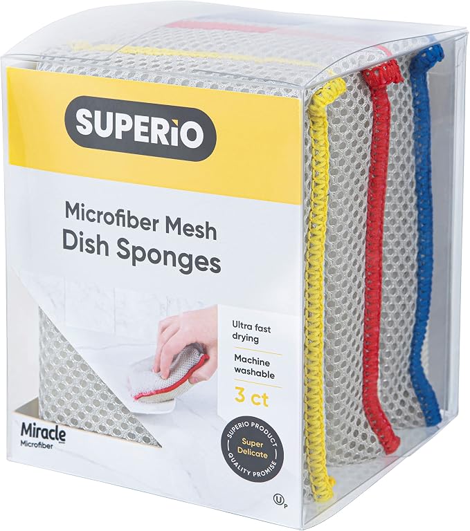 Microfiber Sponges for Dishes Kitchen Sponges Non-Scratch Sponge Dish Scrubber - Image 7