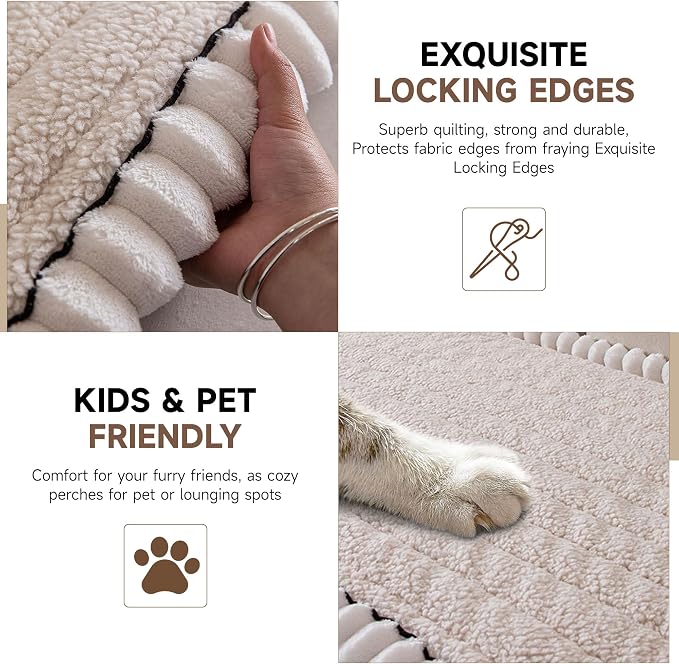 OTOB Sofa Covers for 3 Cushion Couch Washable, All Seasons Fuzzy Non Slip Kids - Image 3