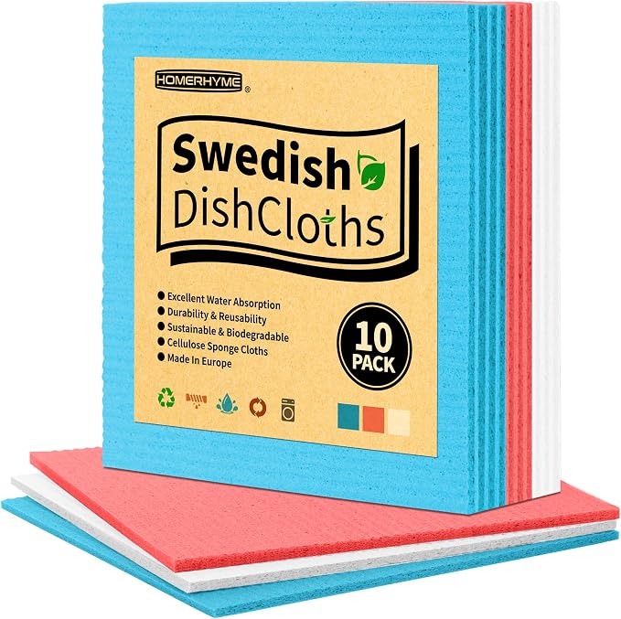 HOMERHYME Swedish Dishcloths, 10 Pack Kitchen Towels Dish Rags, Absorbent by HOMERHYME
