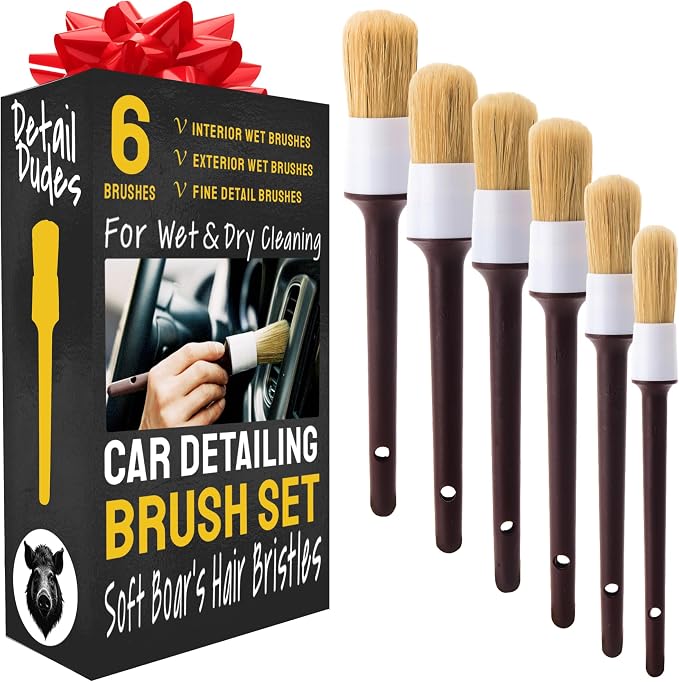 Soft Boar Hair Car Detailing Brush Set by DetailDudes