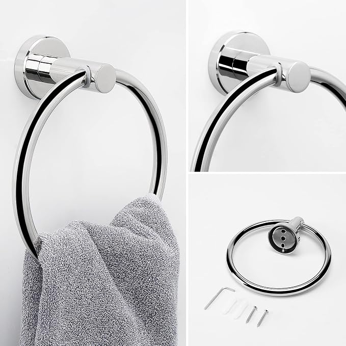 NearMoon 2 Pieces Bathroom Hardware Accessories, Towel Ring and Toilet Paper - Image 2
