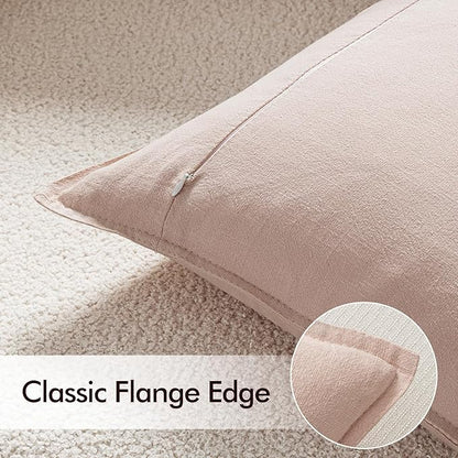 EMEMA Throw Pillow Covers Decorative Linen Pillow Covers 20x20 Inch Pink Boho Farmhouse Neutral Couch Throw Pillows for Bed Pack of 2 Accent Pillowcase Modern Sofa Cushion Livingroom Home