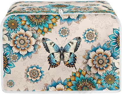 Boho Mandala Printed Toaster Cover for Anti-Dust & Fingerprint, Butterfly Printed Kitchen Small Appliance, Microwave Toaster Oven Cover Decor Accessories for Kitchen