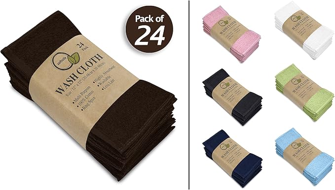 Softolle 100% Cotton Washcloths 24 Pack Soft, Highly Absorbent Washcloth - Image 2