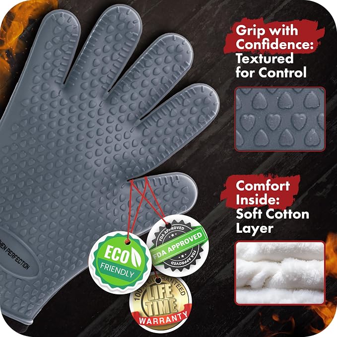 KITCHEN PERFECTION Silicone Smoker Oven Gloves - Image 4