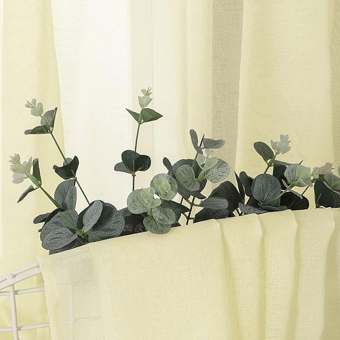Tollpiz Short Sheer Tier Curtains Linen Textured Half Kitchen Curtain Sheers - Image 6