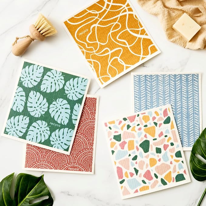 RECYCO Swedish Dishcloths for Kitchen | 5 Pack Urban Boho Terrazzo Washable - Image 2