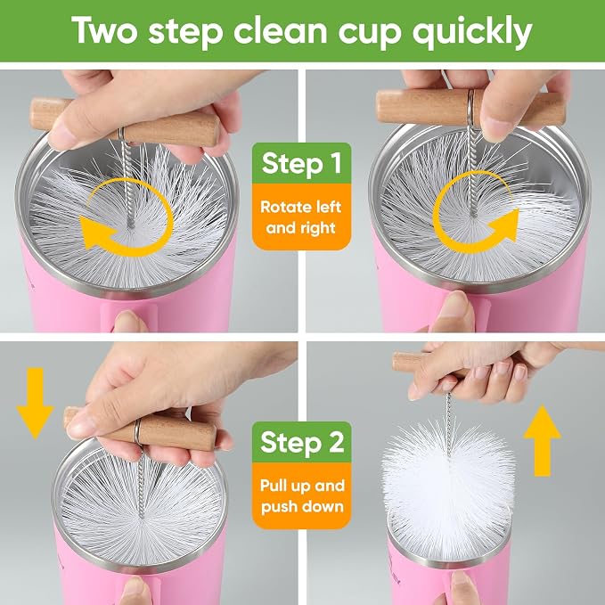 3 PCS Bottle Clean Brush Set, Long Wooden Handle Bottle Cleaner Brush - Image 3