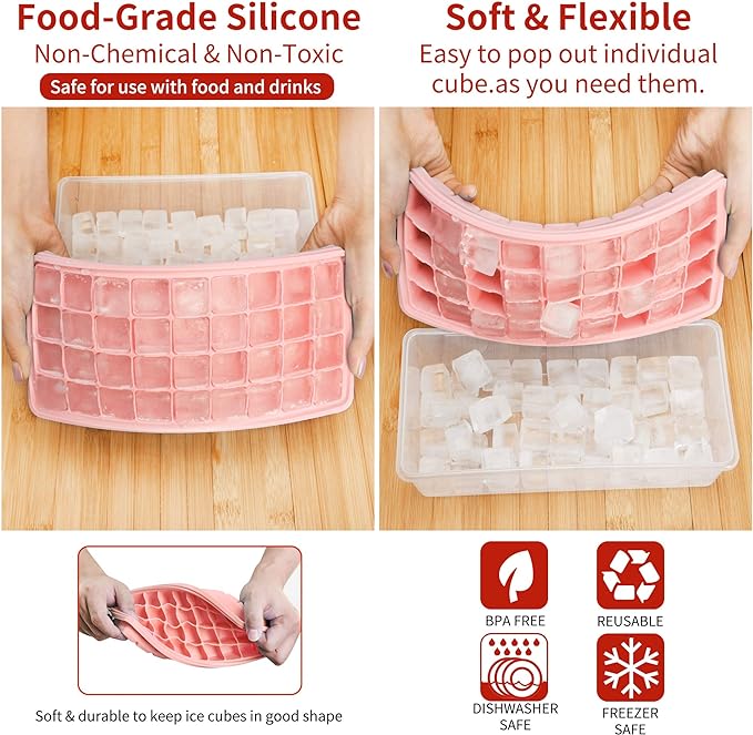 Silicone Ice Cube Tray with Leak-Proof Lid & Storage Bin - Image 3