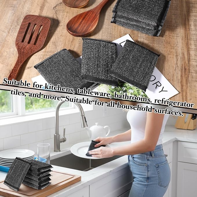 6 Pack Steel Wool Scrubber Sponges, Heavy Duty Stainless Steel Scouring Pads - Image 7