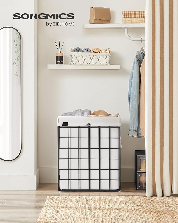 SONGMICS Laundry Hamper, 23.8 Gal. Laundry Basket, Collapsible Clothes Hamper - Image 2