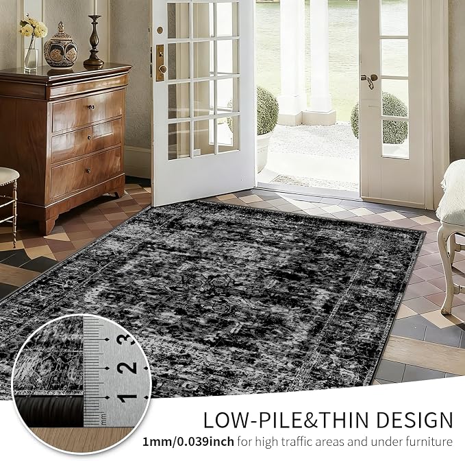 Area Rugs 5x7, Washable Black Rugs - Image 7