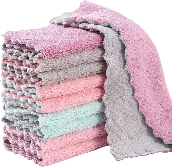 10Pack Kitchen Cloth Dish Towels, Super Absorbent Coral Velvet Dishtowels by GADIEDIE