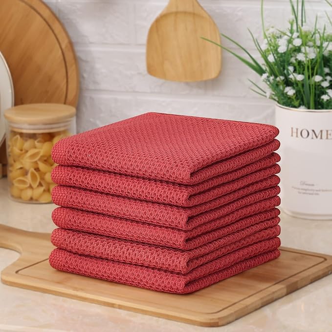Kitinjoy 100% Cotton Kitchen Dish Cloths, 6 Pack Waffle Weave Ultra Soft - Image 7