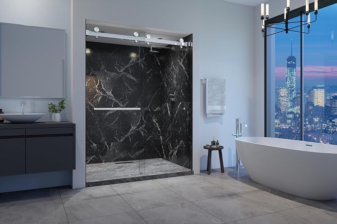 VITRA-200 56.5-59" W x 78" H Twinglide Frameless Shower Door w/ 3/8" Clear - Image 6