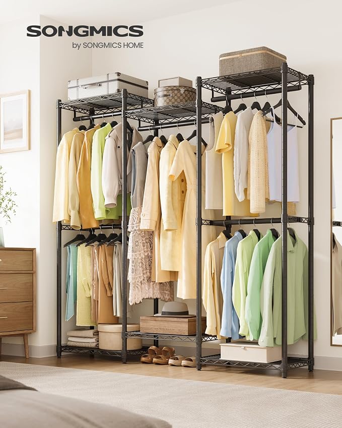 SONGMICS Heavy-Duty Clothes Rack, Garment Rack, Portable Closet, 56.9-Inch Wide - Image 2
