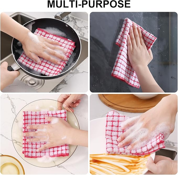 Kitinjoy Cotton 8 Pack Terry Kitchen Dish Cloths, 12 x 12 Inches Super Soft and - Image 4