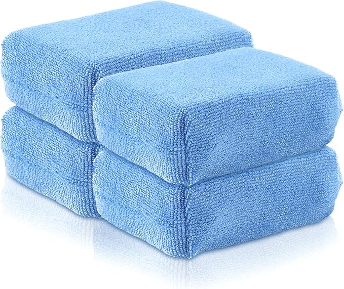 4 PCS Microfiber Applicator Pad, 4.7"x3.1" Scratch-Free Foam Buffing Scrub Pads by Mkobon