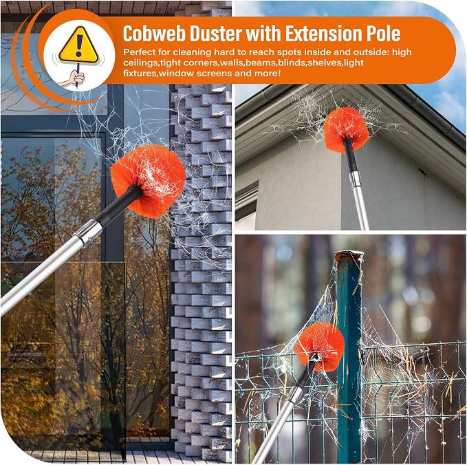 26 FT Cobweb Duster with Extension Pole, Spider Web Brush with Pole Extend - Image 7