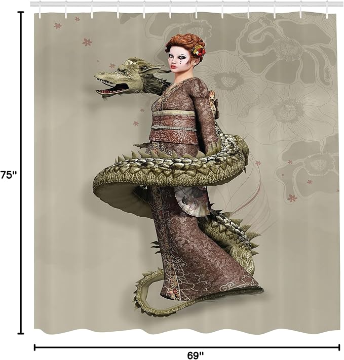 Ambesonne Fantasy Shower Curtain, Westernly Geisha - Image 5