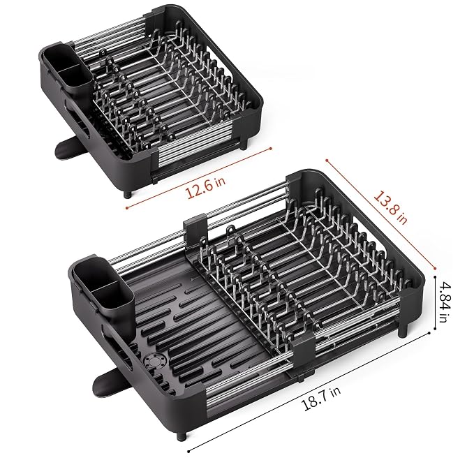 Dish Drying Rack for Kitchen Counter, Extendable Dish Rack - Image 8