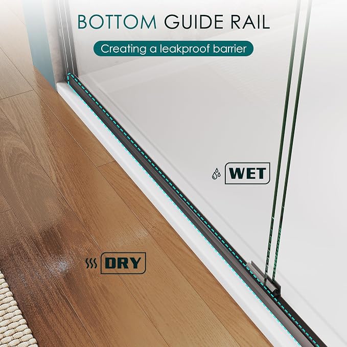 ELEGANT Double Sliding Shower Door 50-54" W x 72" H, Semi-Frameless Bypass - Image 8