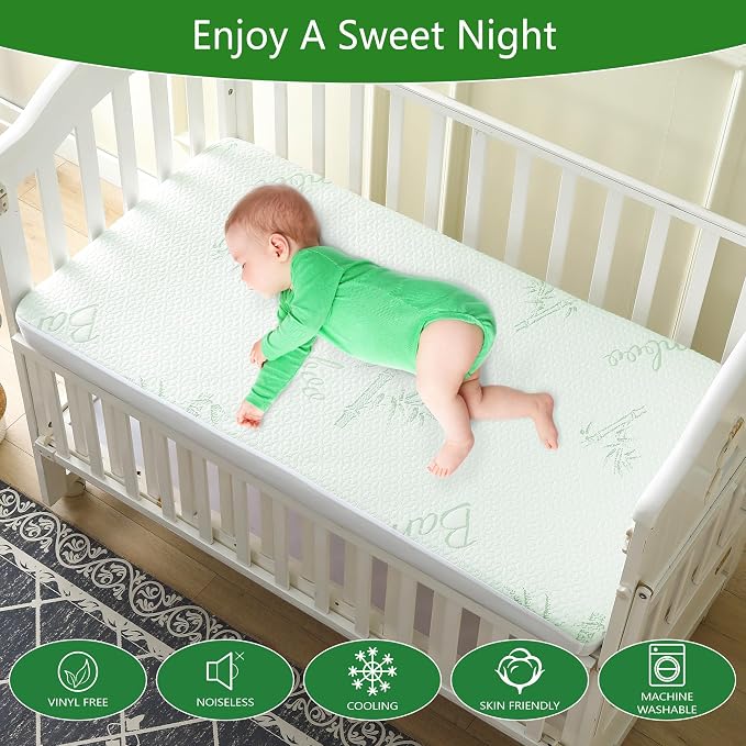 GOONIK Waterproof Mini Crib Mattress Protector, Bamboo Viscose Breathable Mini - Image 4